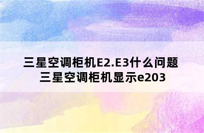 三星空调柜机E2.E3什么问题 三星空调柜机显示e203